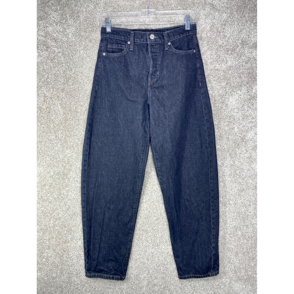 Banana Republic Ultra High Rise Barrel Leg Jeans Womens 25 Dark Wash Button Fly